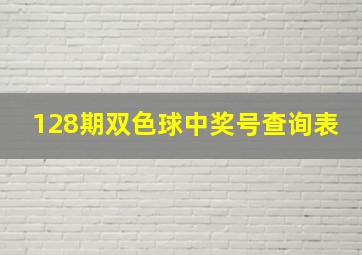 128期双色球中奖号查询表