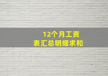 12个月工资表汇总明细求和