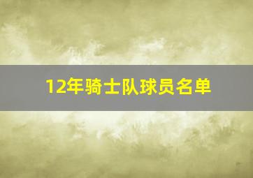 12年骑士队球员名单