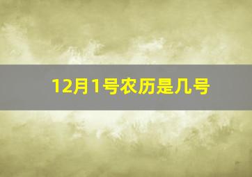 12月1号农历是几号