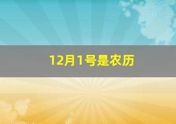 12月1号是农历