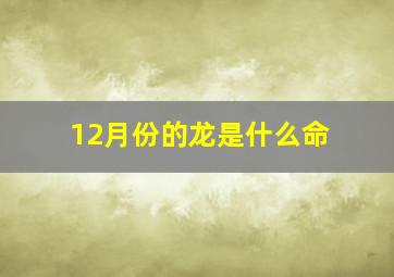 12月份的龙是什么命