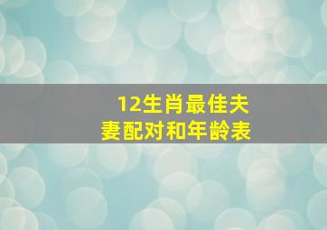 12生肖最佳夫妻配对和年龄表