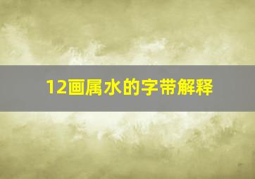 12画属水的字带解释