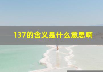 137的含义是什么意思啊