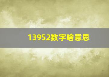 13952数字啥意思