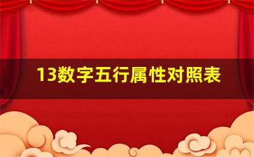 13数字五行属性对照表