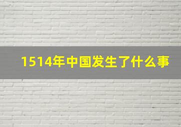 1514年中国发生了什么事