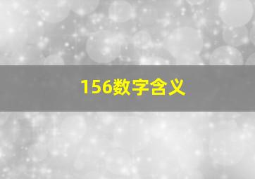 156数字含义