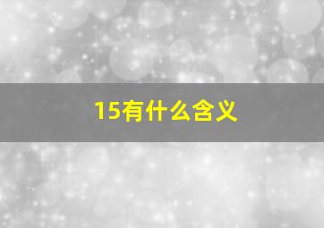 15有什么含义