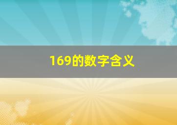 169的数字含义