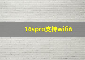 16spro支持wifi6