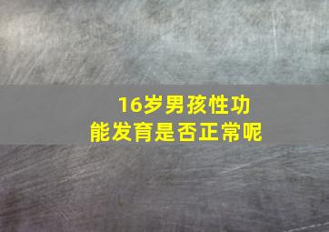 16岁男孩性功能发育是否正常呢