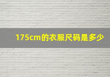 175cm的衣服尺码是多少