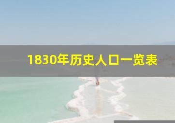 1830年历史人口一览表