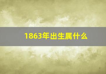 1863年出生属什么