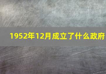 1952年12月成立了什么政府