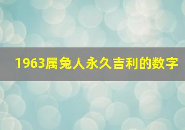 1963属兔人永久吉利的数字