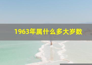 1963年属什么多大岁数