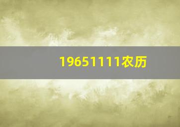 19651111农历