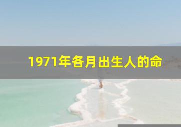 1971年各月出生人的命