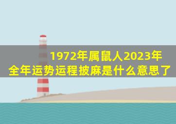 1972年属鼠人2023年全年运势运程披麻是什么意思了