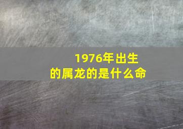 1976年出生的属龙的是什么命