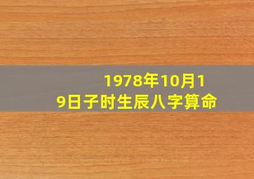 1978年10月19日子时生辰八字算命