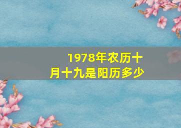 1978年农历十月十九是阳历多少