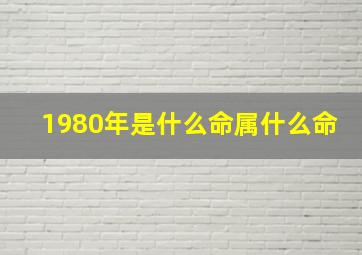 1980年是什么命属什么命