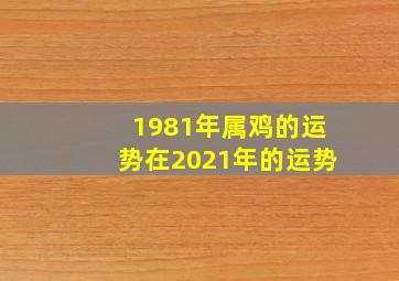 1981年属鸡的运势在2021年的运势