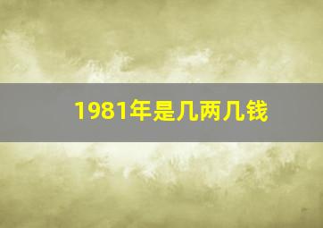 1981年是几两几钱