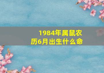 1984年属鼠农历6月出生什么命