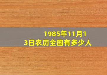 1985年11月13日农历全国有多少人