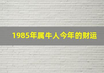 1985年属牛人今年的财运