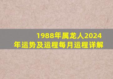 1988年属龙人2024年运势及运程每月运程详解