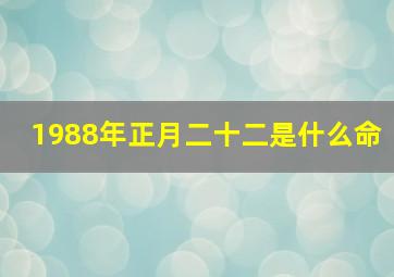 1988年正月二十二是什么命