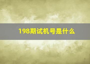 198期试机号是什么