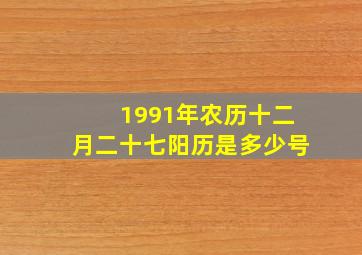 1991年农历十二月二十七阳历是多少号