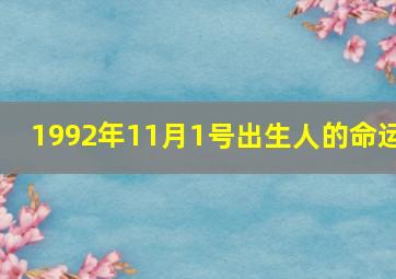 1992年11月1号出生人的命运