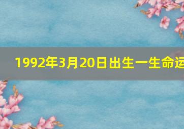 1992年3月20日出生一生命运