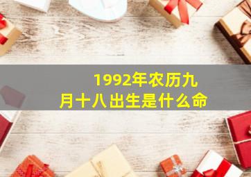 1992年农历九月十八出生是什么命