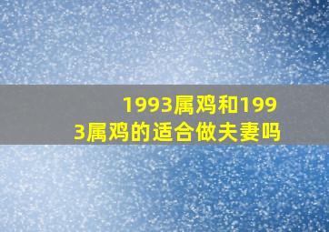 1993属鸡和1993属鸡的适合做夫妻吗