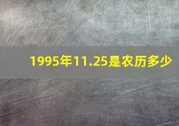 1995年11.25是农历多少