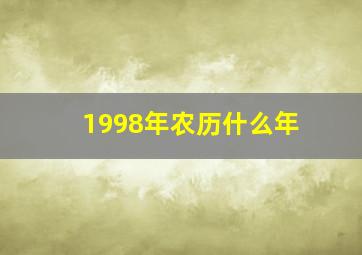 1998年农历什么年