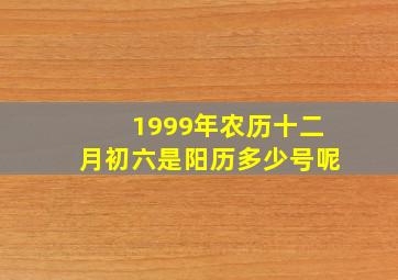 1999年农历十二月初六是阳历多少号呢