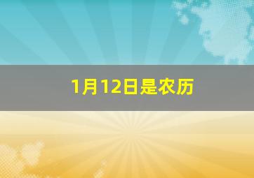 1月12日是农历