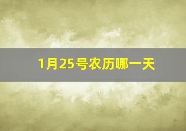 1月25号农历哪一天