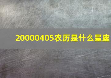 20000405农历是什么星座