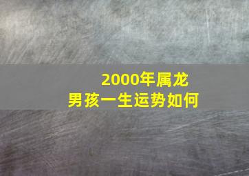 2000年属龙男孩一生运势如何